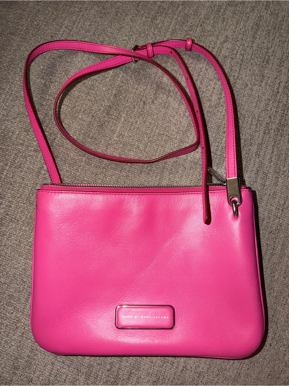 Marc Jacobs leather hot pink crossbody bag with adjustable strap
